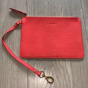 Cole Haan Coral Leather Clutch Wristlet Bag